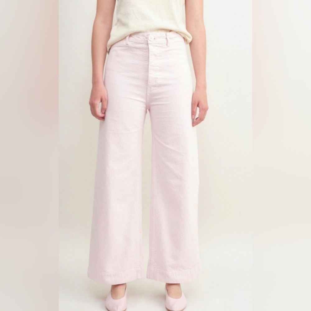 Jesse Kamm Light Pink Sailor Pant High Waist Organic Cotton Canvas size 4